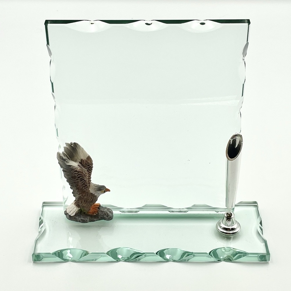 Glass‎ Pen Holder Paperweight Bald Eagle Accent Heavy